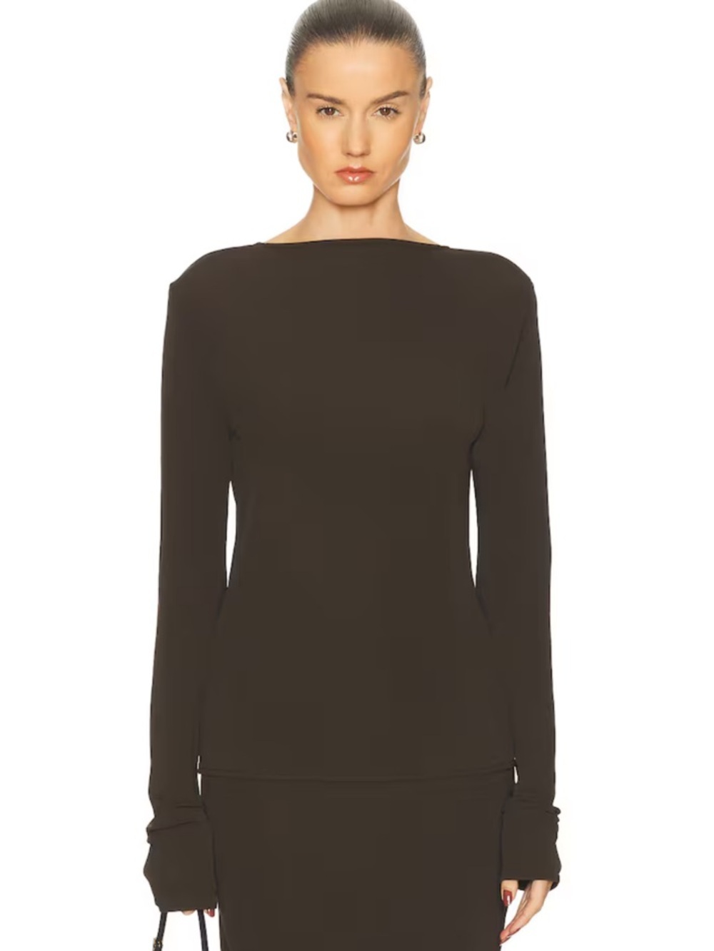 EAVES Lian Reversible Top Deep V Tie-Front Blouse Brown Jersey FWRD M - Picture 2 of 11